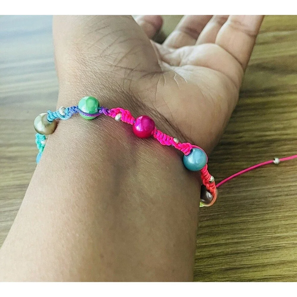 New Handmade Beaded Braided Charm Bracelet Multicolor Women’s - Picture 9 of 10